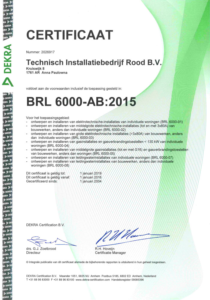 DEKRA certificaat Rood B.V.